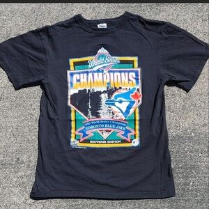 Vtg 1992 Toronto Blue Jays World Series Shirt Front Page S Single Stitch Canada